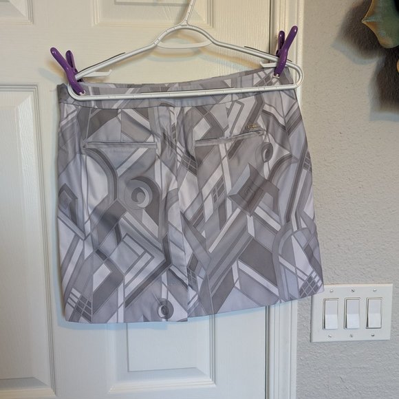 POLO GOLF skOrt | Grey ART DECO Print | 10 | EUC | Ralph Lauren | Quick Dry - Picture 2 of 9